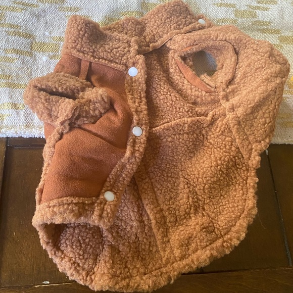 Rolling Stones rock music lips faux suede shearling dog cat coat jacket medium - Picture 2 of 4